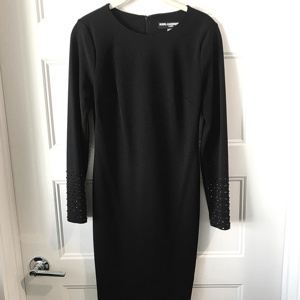 BLK Karl Lagerfeld Paris Beaded Sleeve Shift Dress